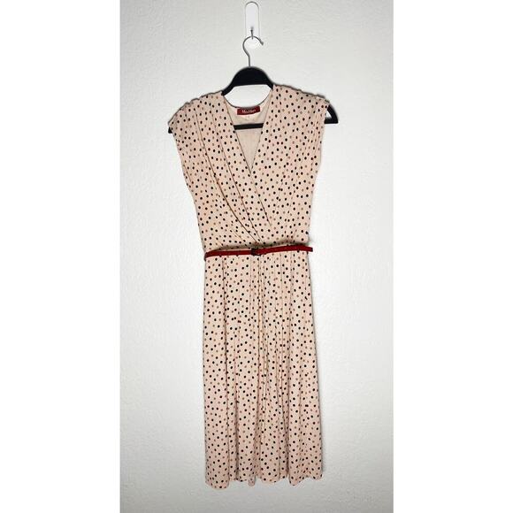 MaxMara Studio Women's Vintage Faux Wrap Fit And Flare Lined Belted Midi Dress - Picture 1 of 7
